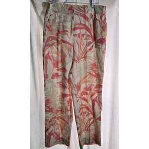 Chico's 100% Linen Pants Women's 2 Capri Boho Abstract Beach